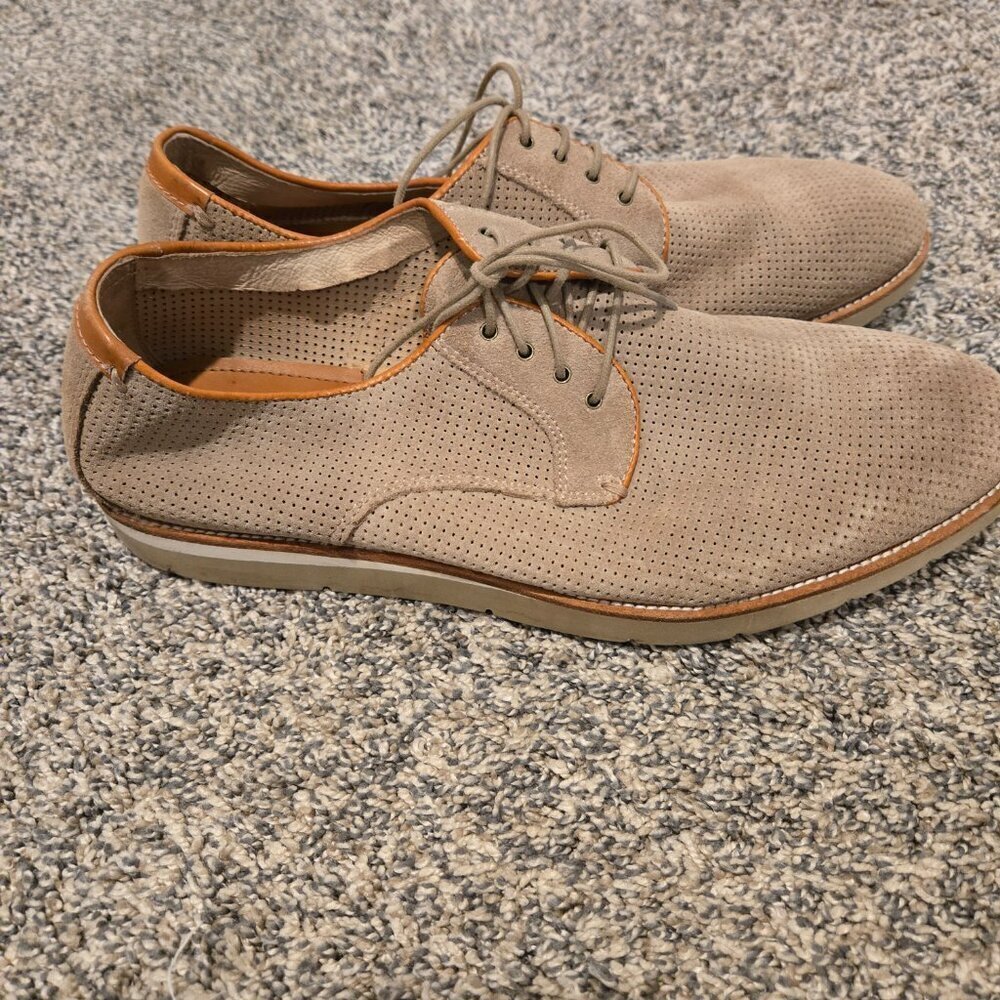 Johnston & Murphy Perforated Tan Nubuck Lace Shoes 11M - Picture 3 of 7